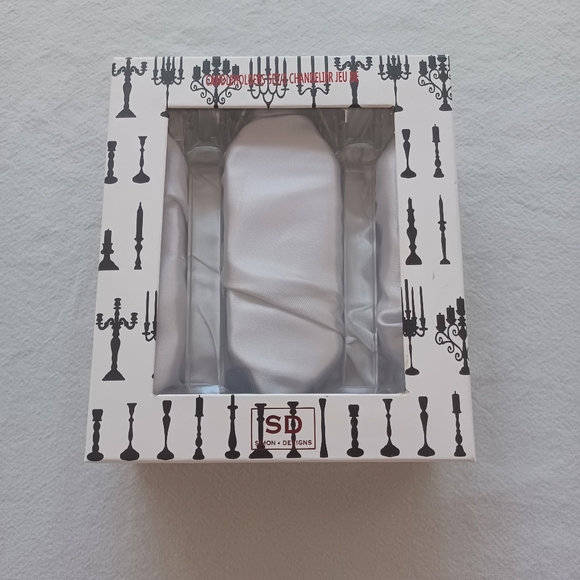 Set of 2 Crystal Glass Modern Square Candlesticks - Picture 2 of 10